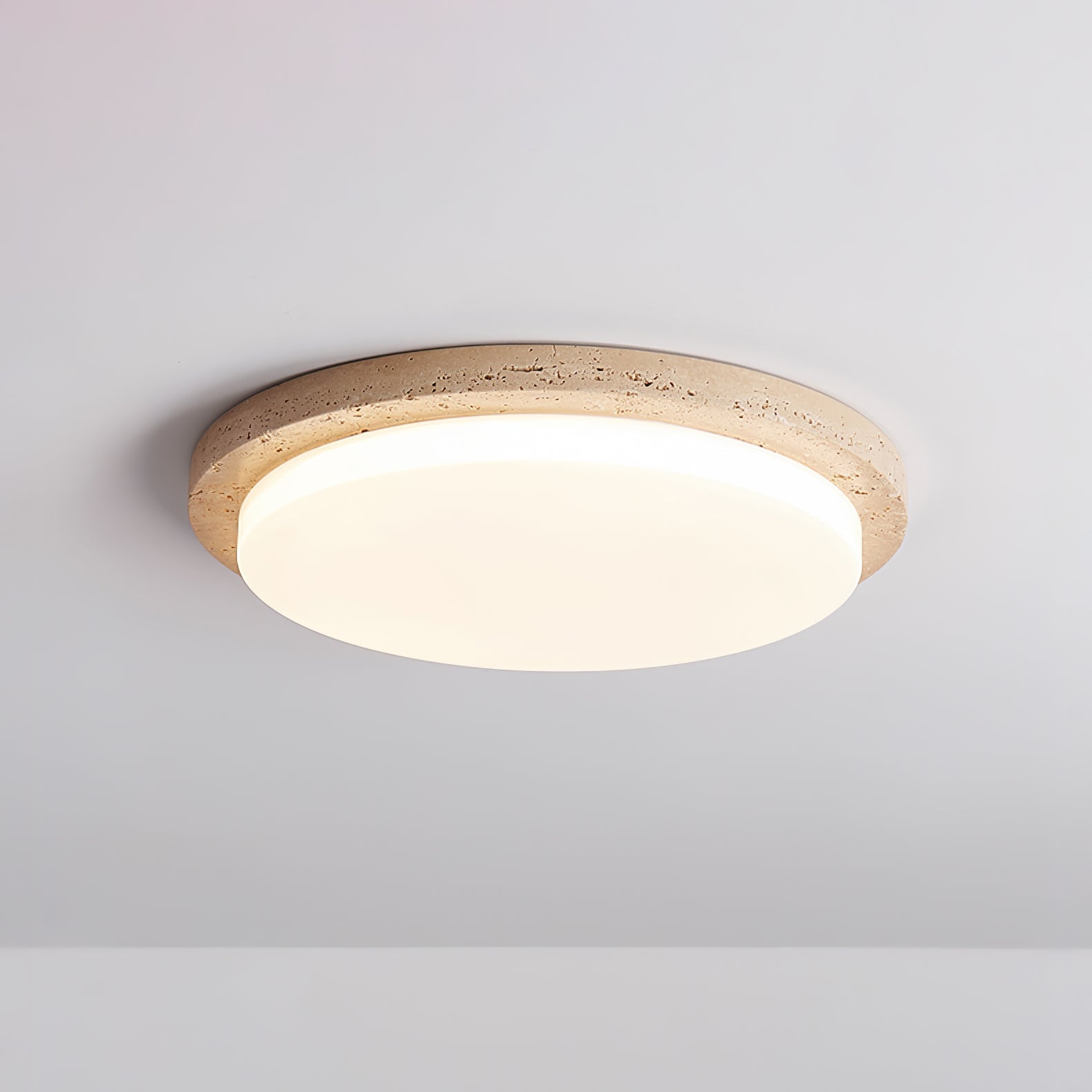 Tavisella Smooth-Rim Travertine Ceiling Light