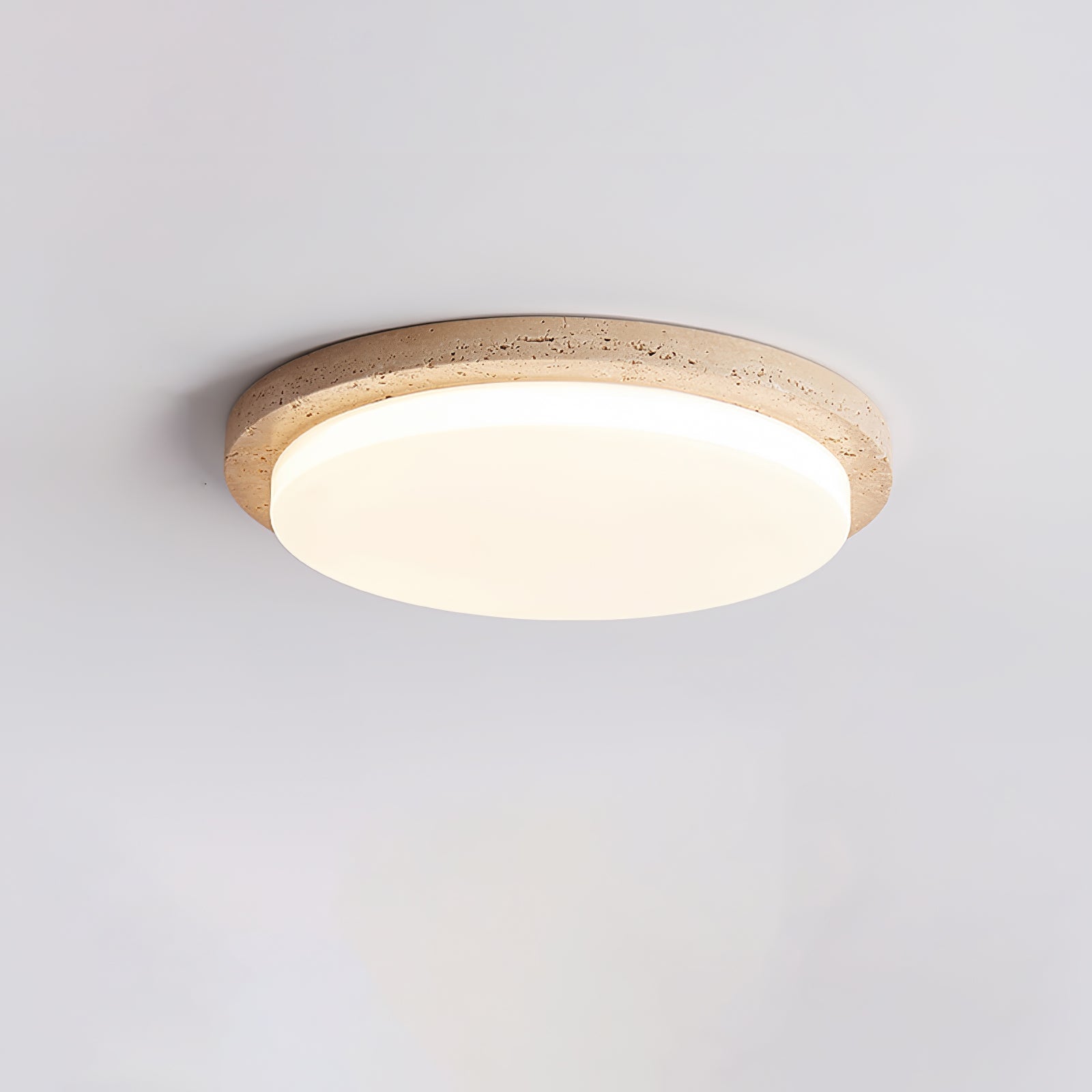 Tavisella Smooth-Rim Travertine Ceiling Light