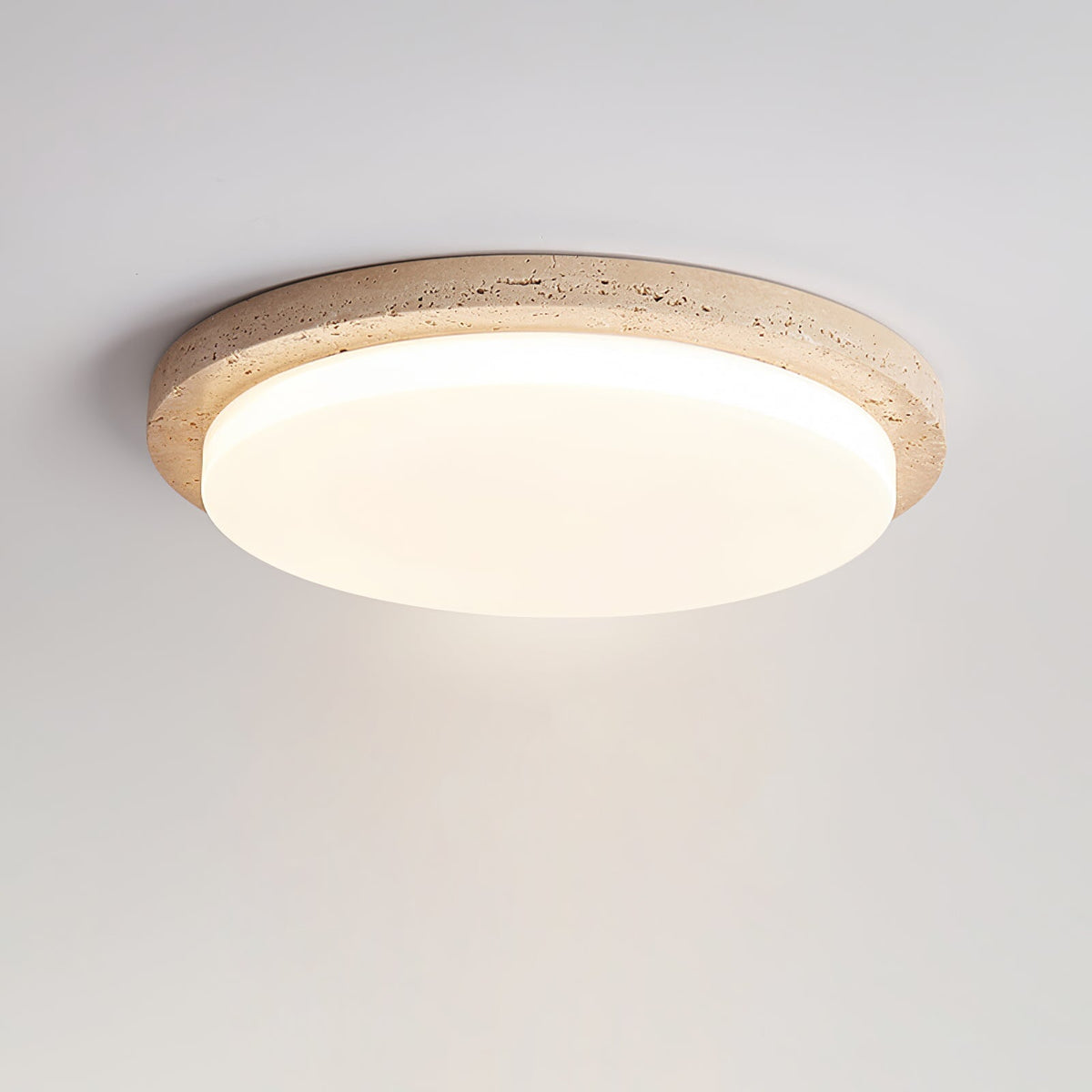 Tavisella Smooth-Rim Travertine Ceiling Light