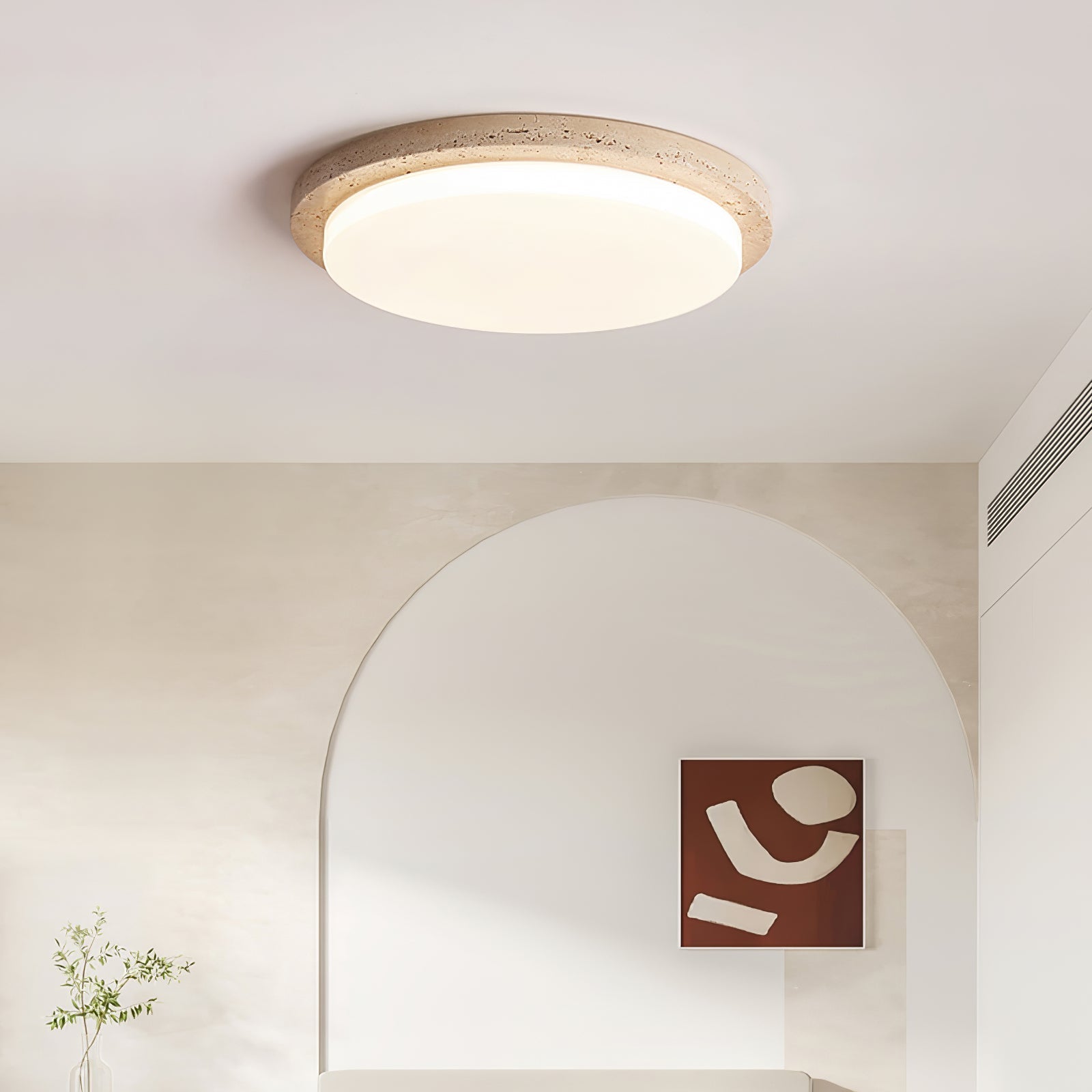Tavisella Smooth-Rim Travertine Ceiling Light