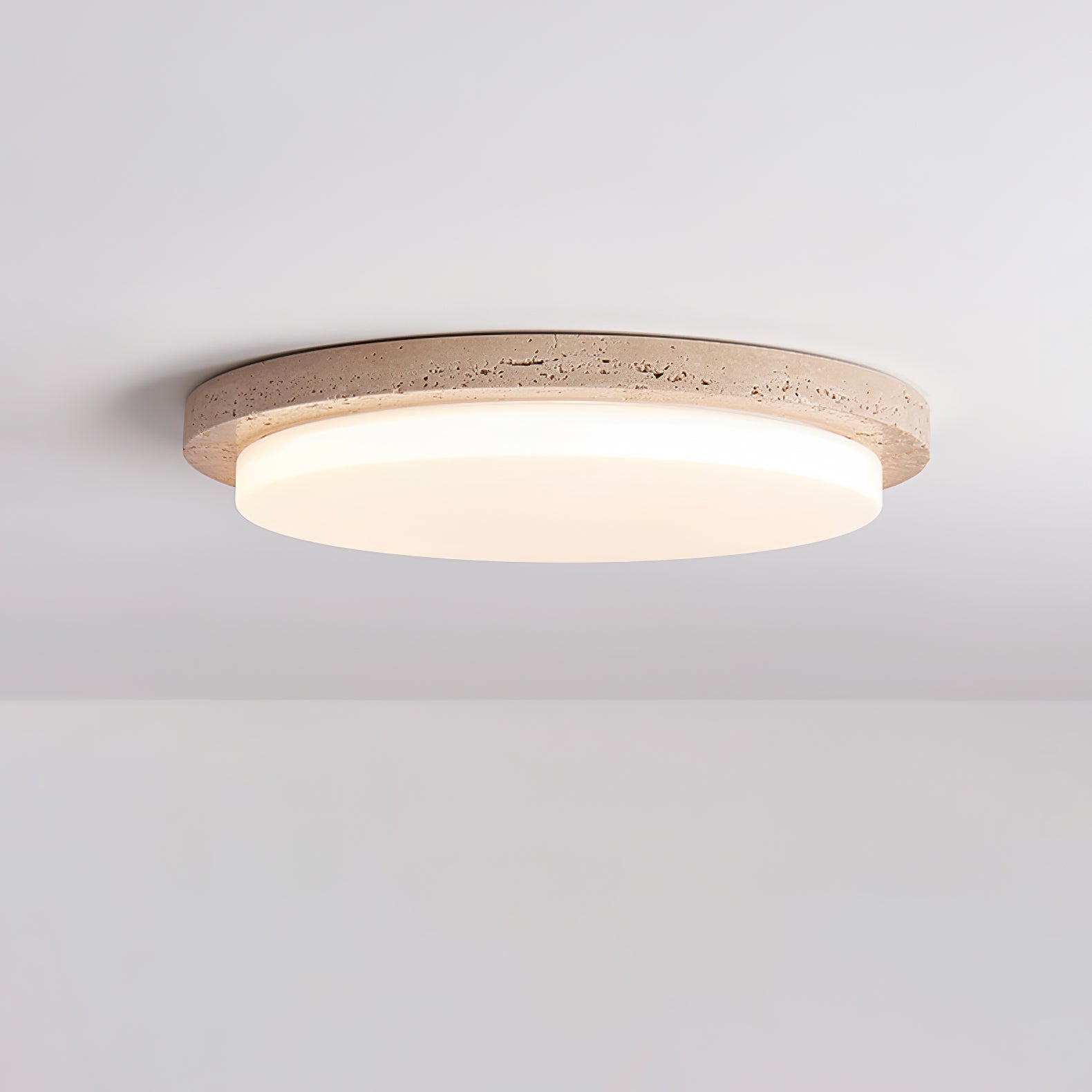 Tavisella Smooth-Rim Travertine Ceiling Light