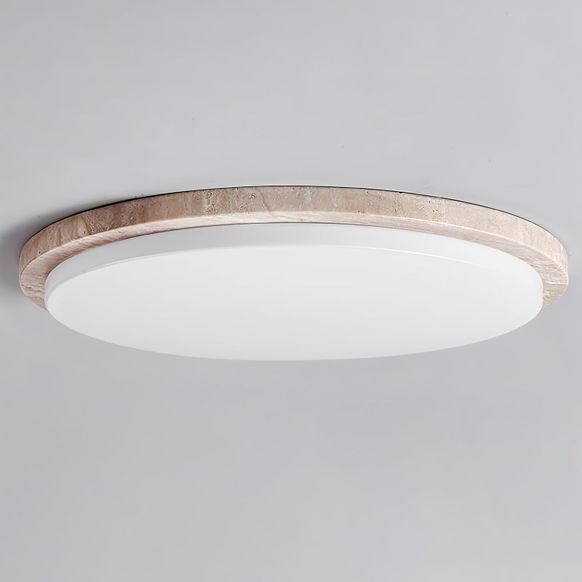 Tavisella Smooth-Rim Travertine Ceiling Light