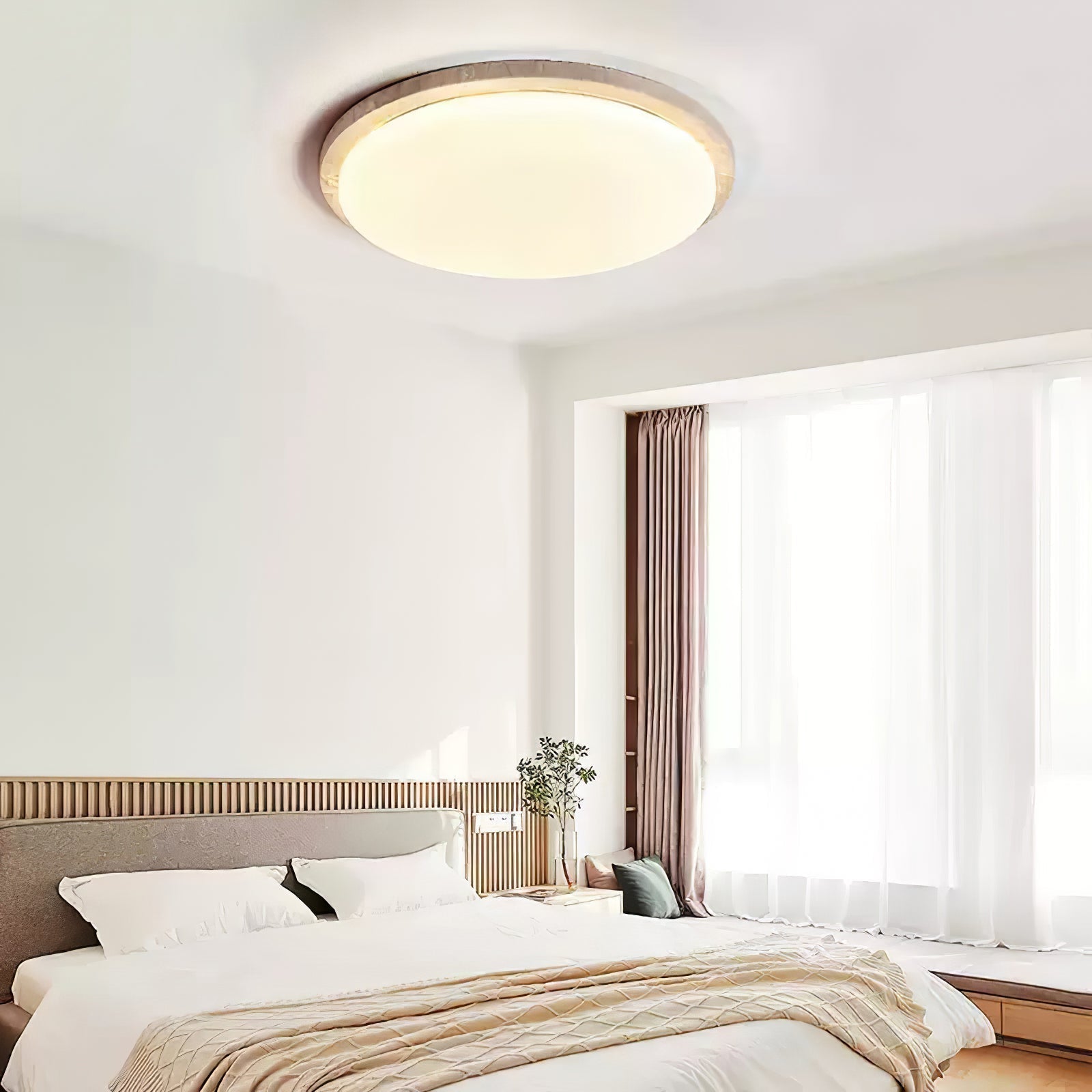 Tavisella Smooth-Rim Travertine Ceiling Light