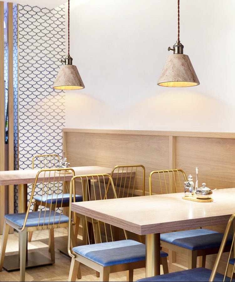 Ralv Minimalist Yellow Travertine Pendant Light Set