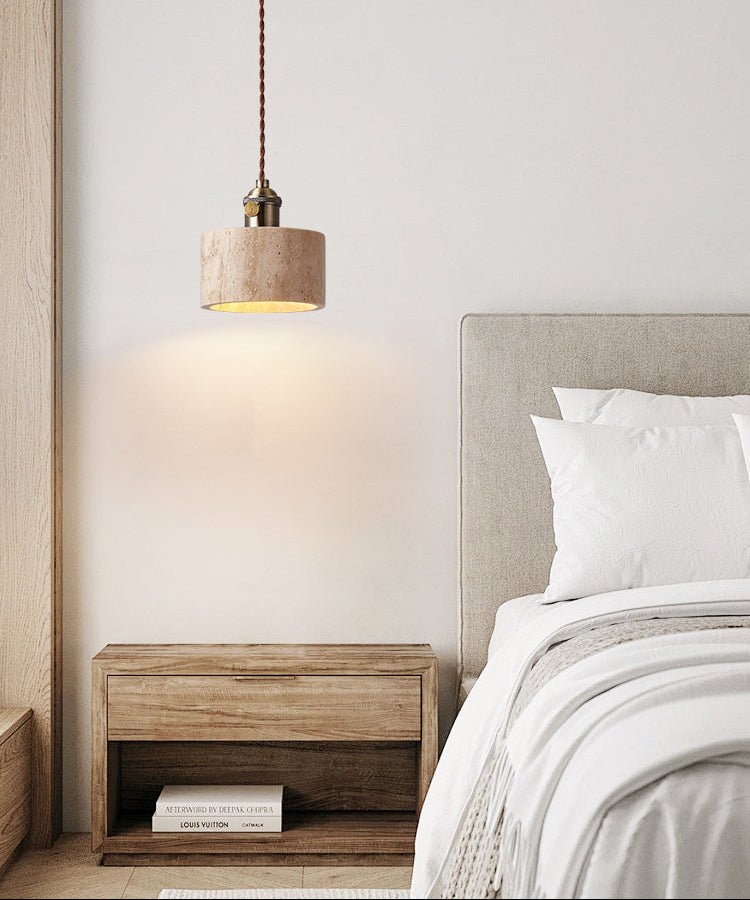 Ralv Minimalist Yellow Travertine Pendant Light Set