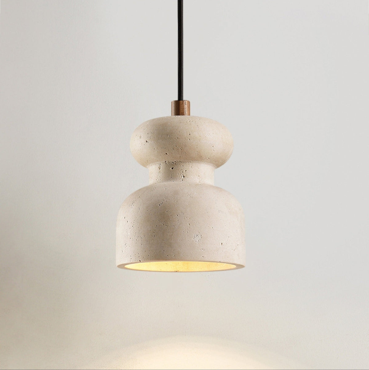 Ansel Textured Travertine Gourd Pendant Light