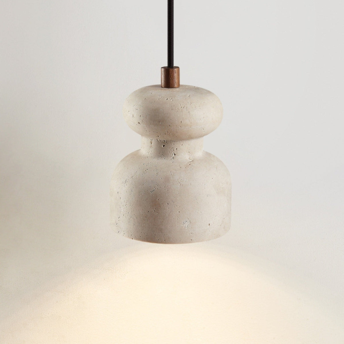 Ansel Textured Travertine Gourd Pendant Light