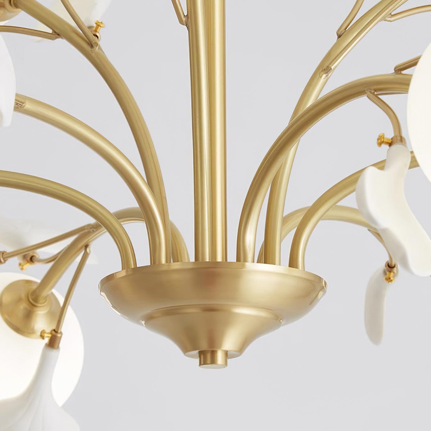 Dorvel Chandelier Ginkgo Leaf Brass Ceramic Glass