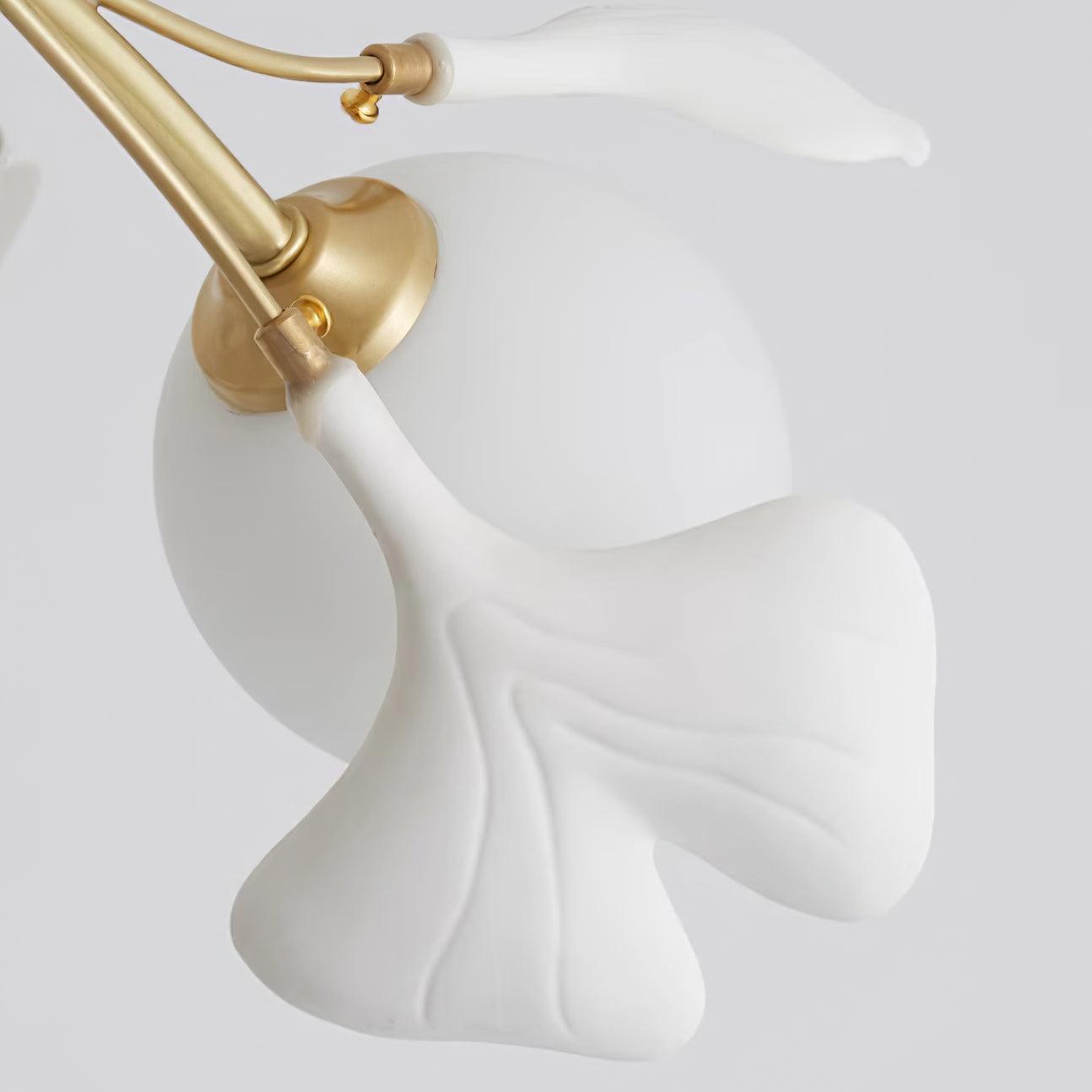 Dorvel Chandelier Ginkgo Leaf Brass Ceramic Glass
