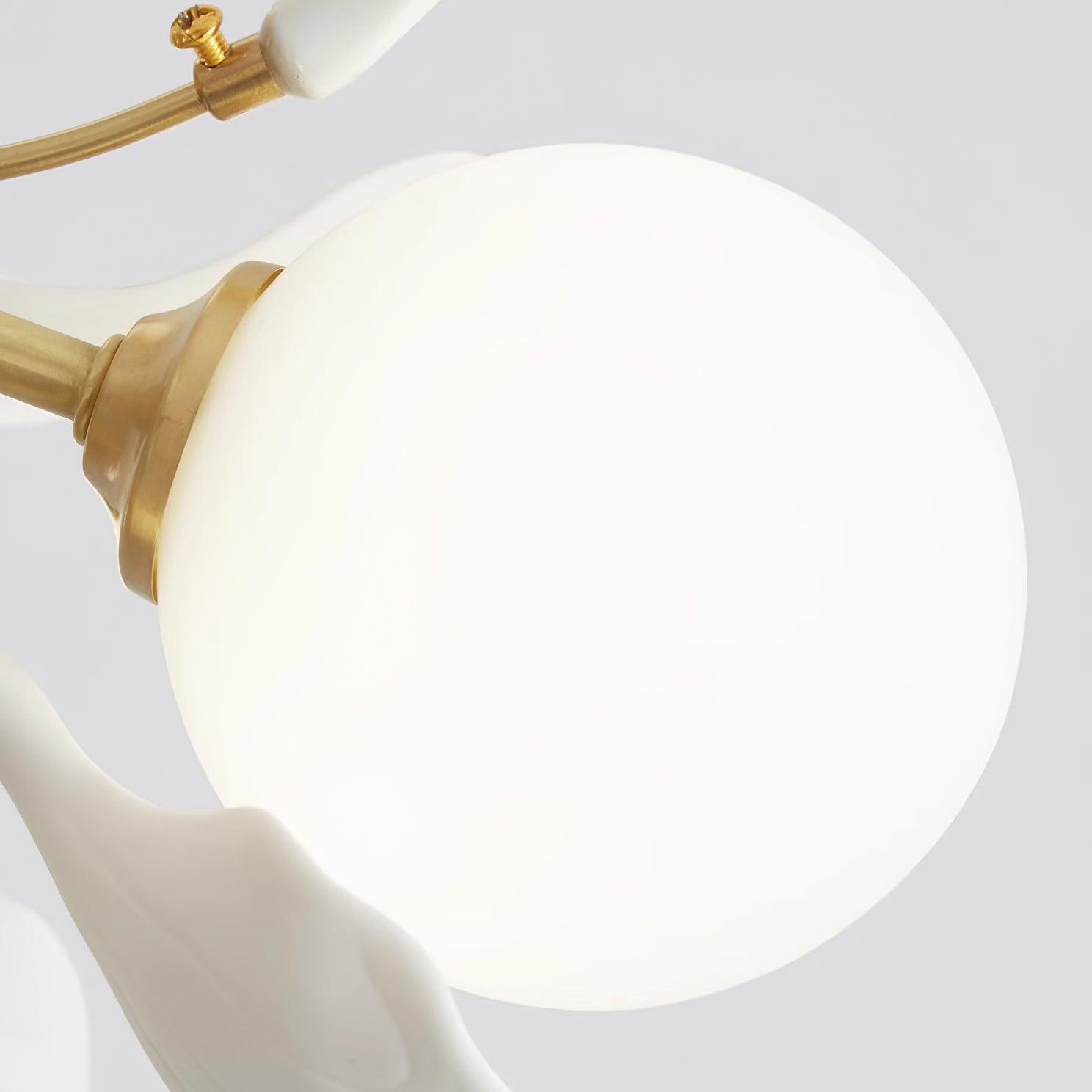Dorvel Chandelier Ginkgo Leaf Brass Ceramic Glass