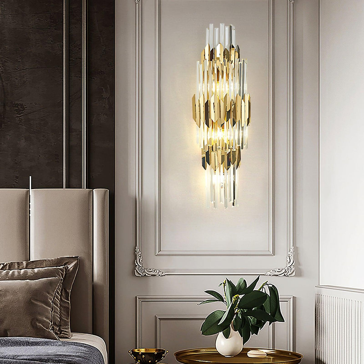 Elyoaria Nordic Art Three Layer Crystal Wall Light