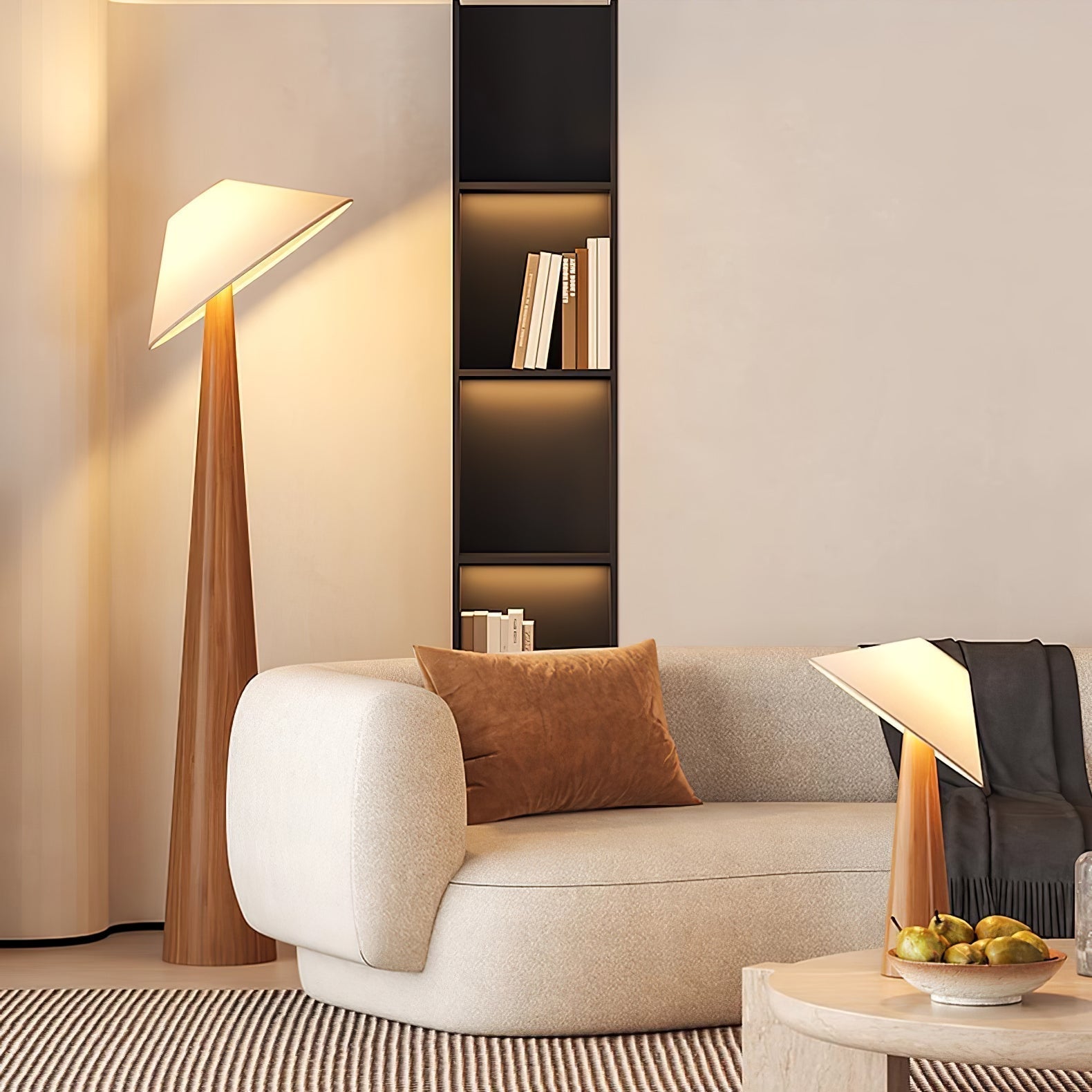 Apex Wooden Tapered Floor Lamp