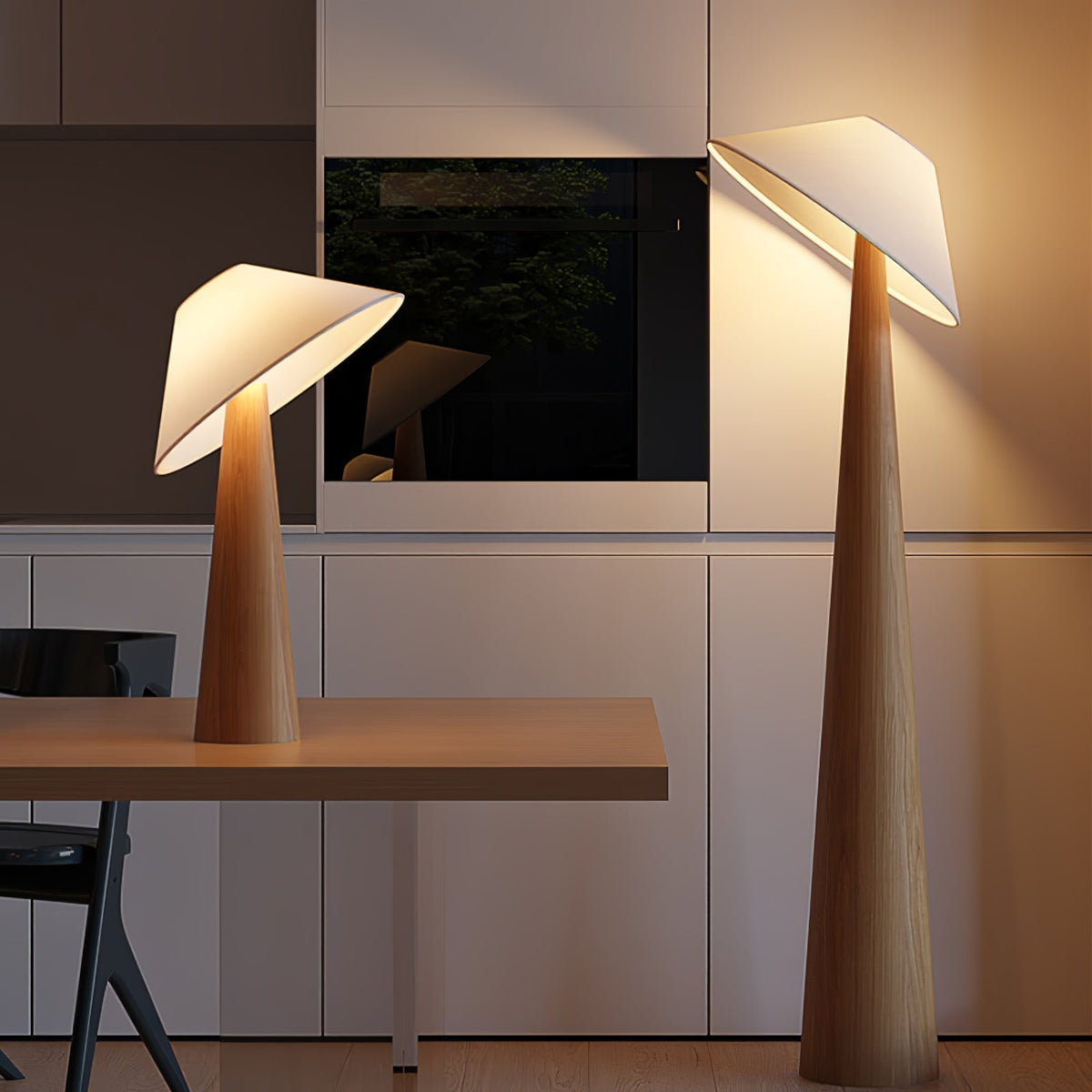 Apex Wooden Tapered Floor Lamp