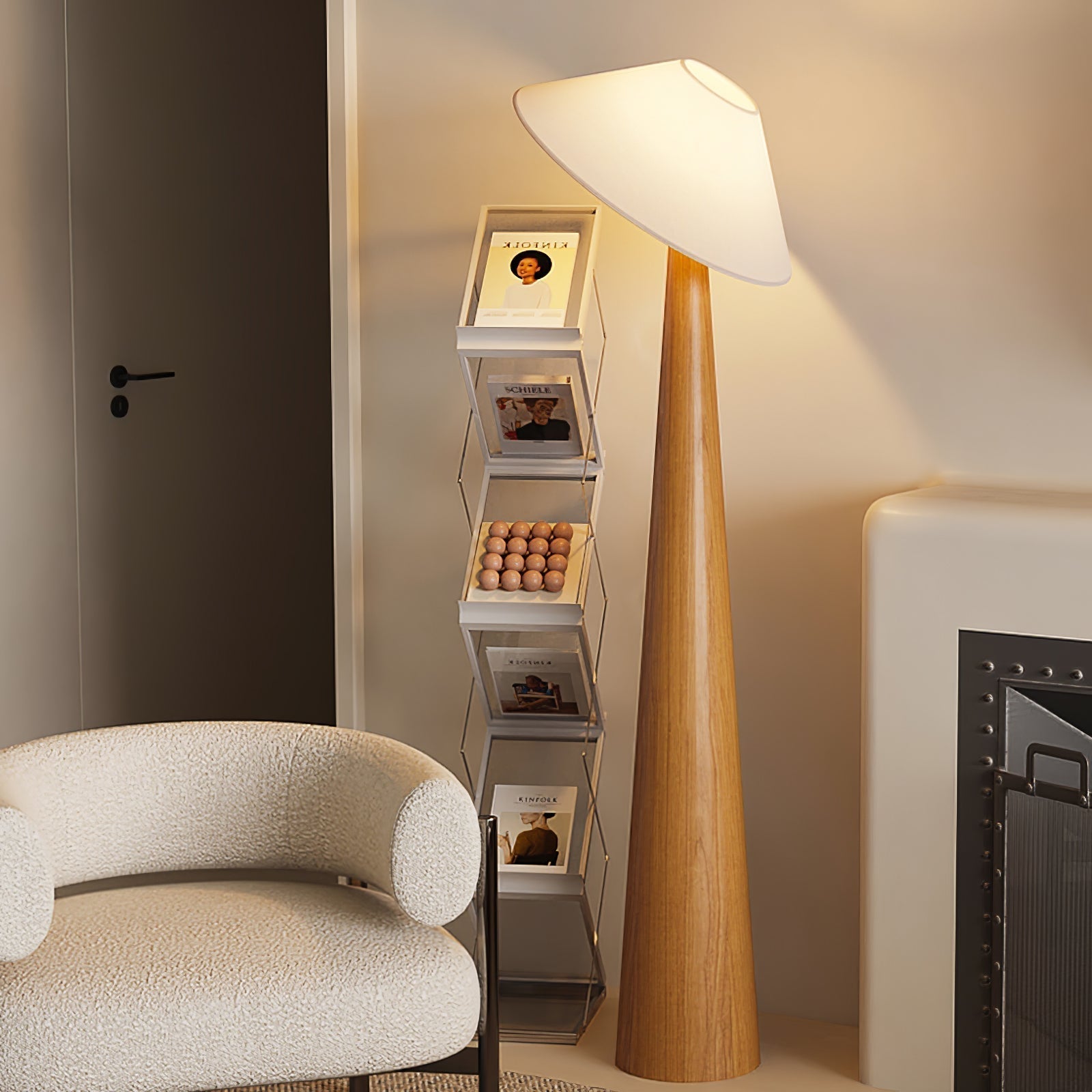 Apex Wooden Tapered Floor Lamp