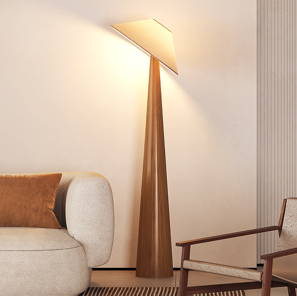 Apex Wooden Tapered Floor Lamp
