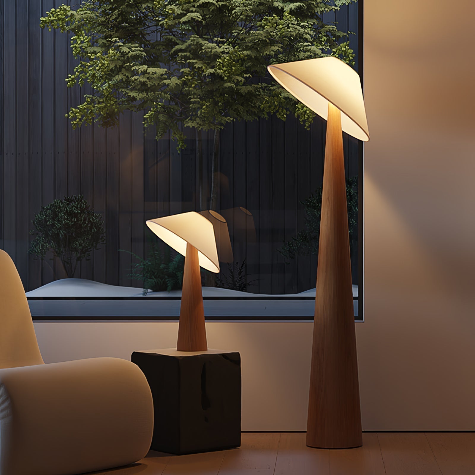 Apex Wooden Tapered Floor Lamp