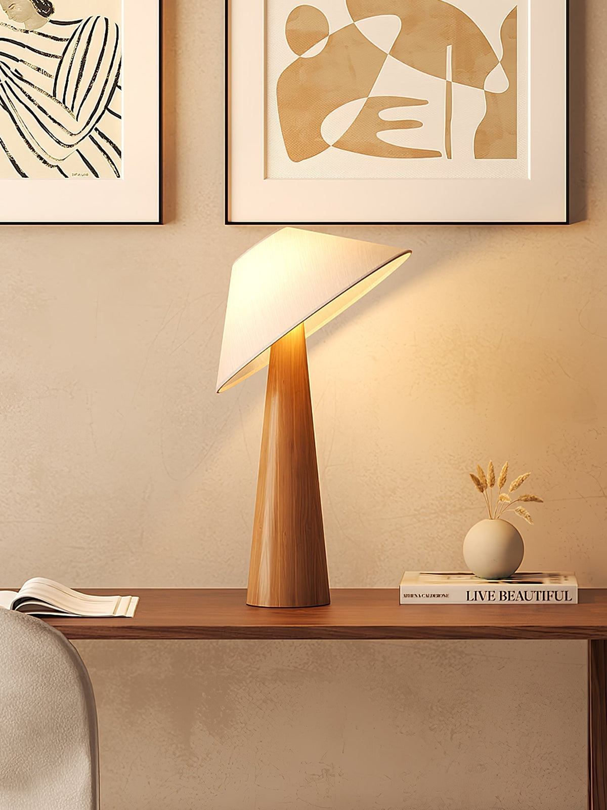 Vosile Sculptural Wood Table Lamp