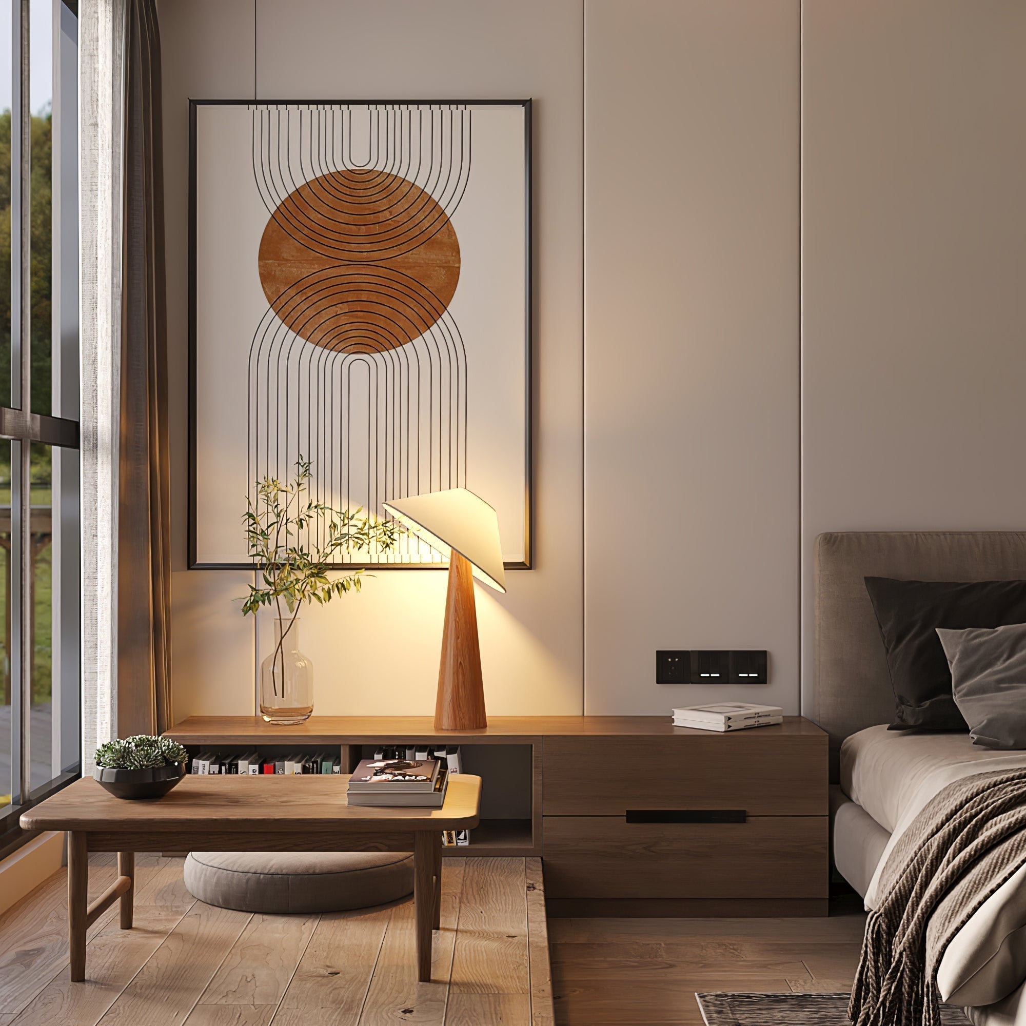 Vosile Sculptural Wood Table Lamp