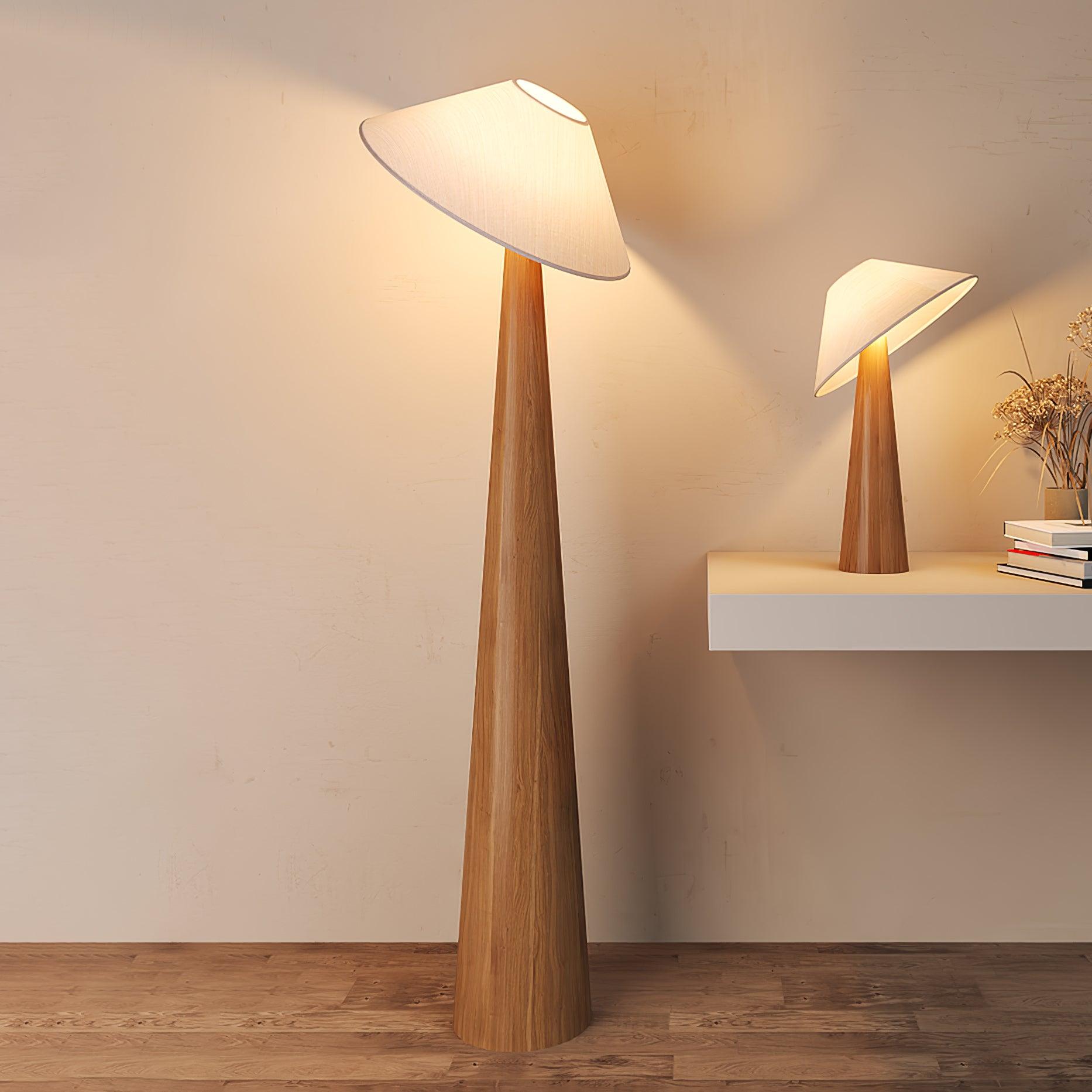 Apex Wooden Tapered Floor Lamp