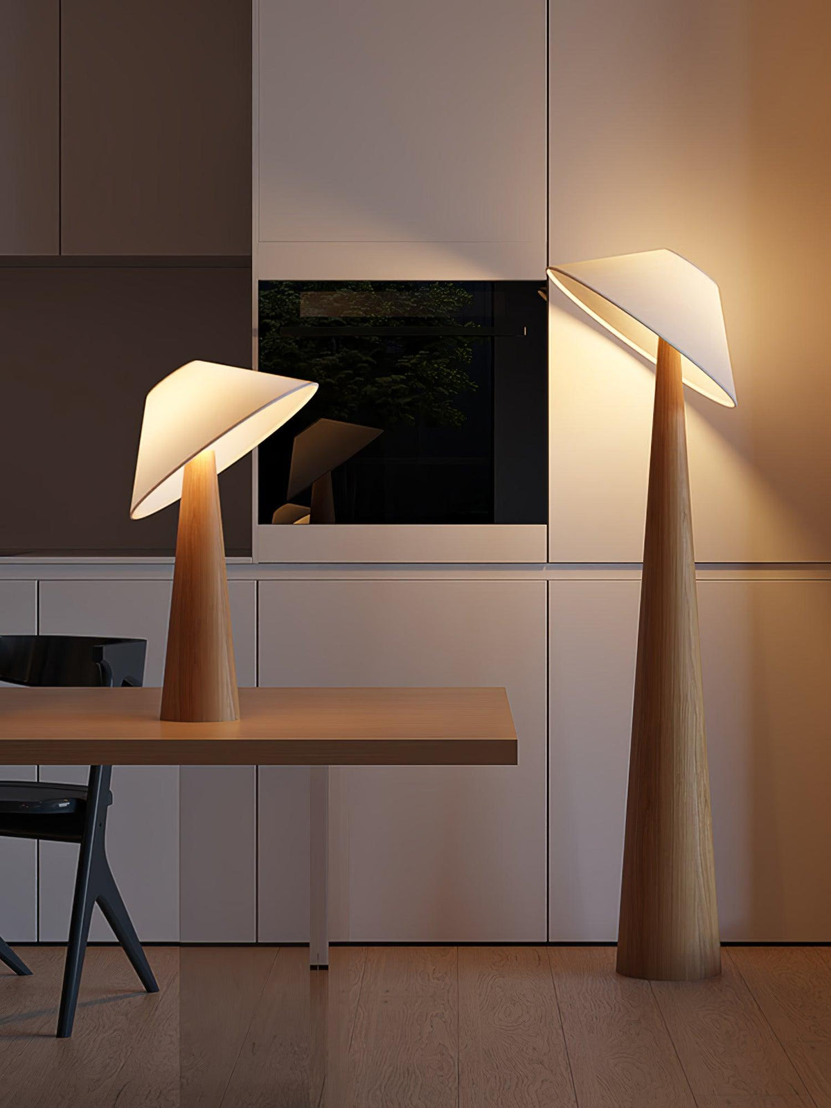 Apex Wooden Tapered Floor Lamp