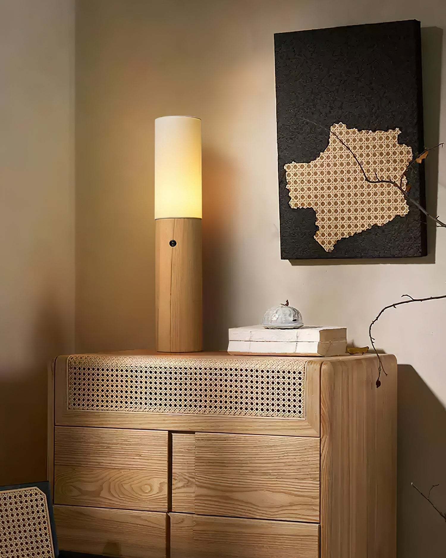 Vero Timber Column Floor Lamp - Neutral Decor