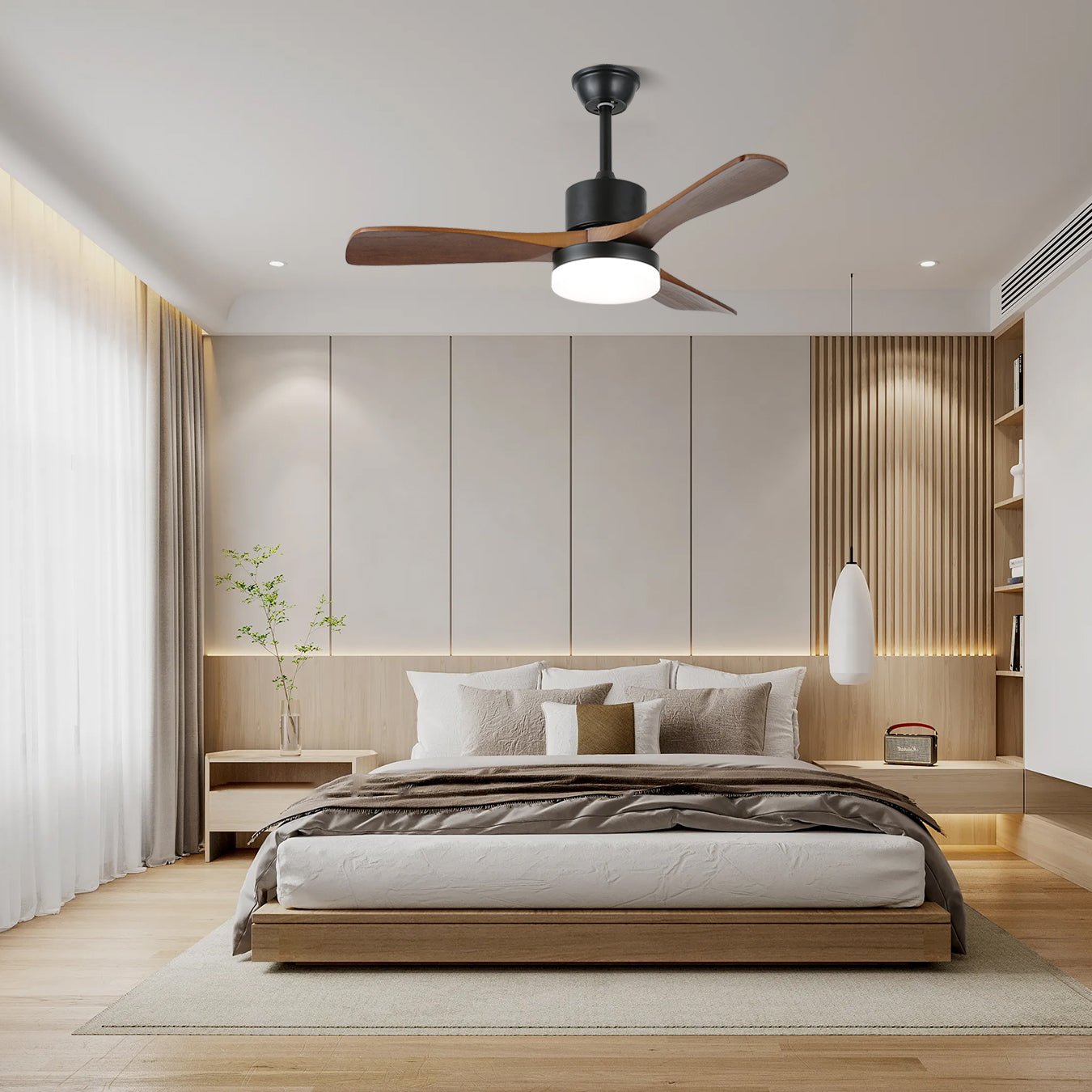 Darian Minimalist Wood Ceiling Fan Light