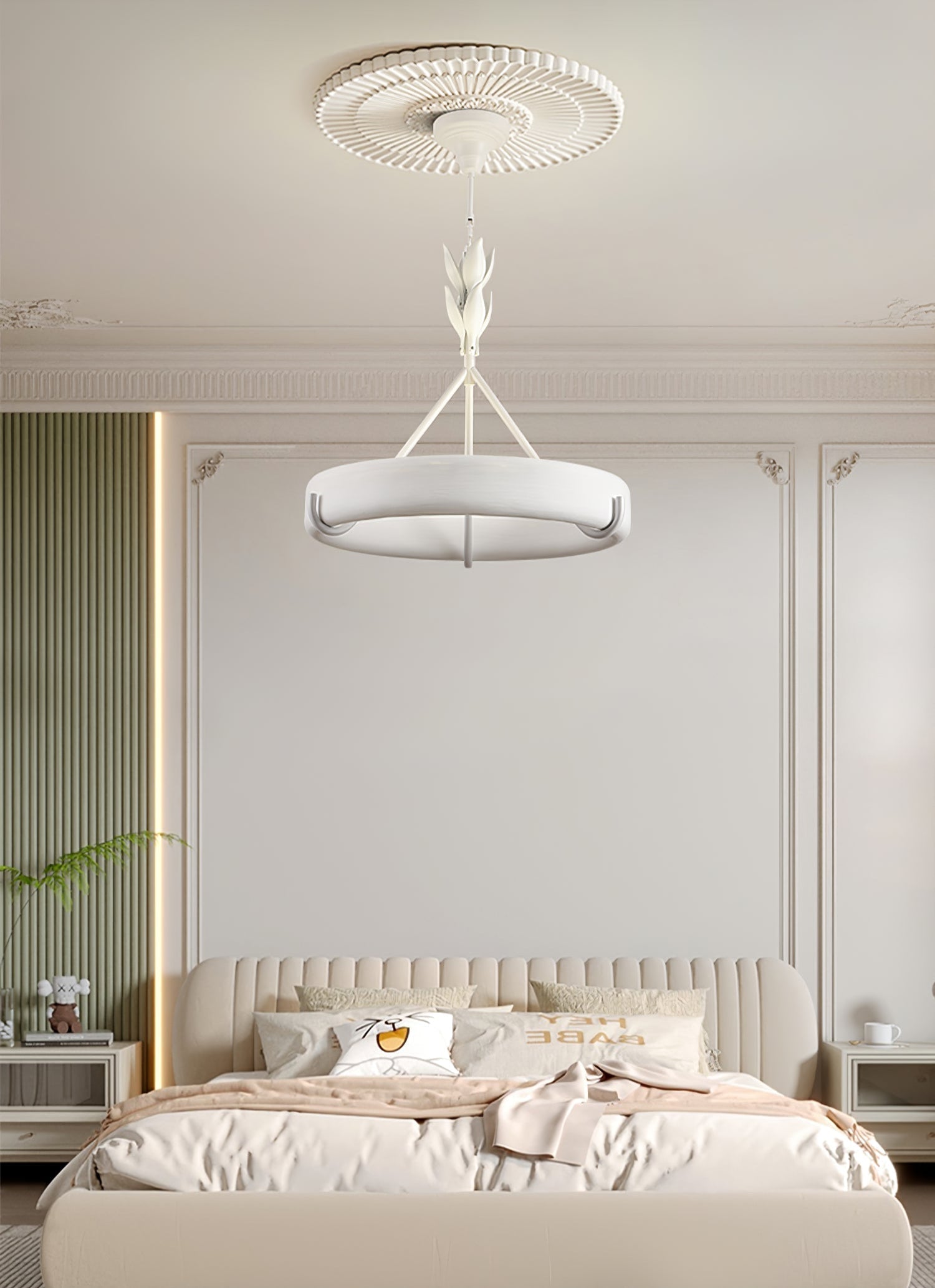 Eixor Chandelier Plaster White Floral Shape Minimalist
