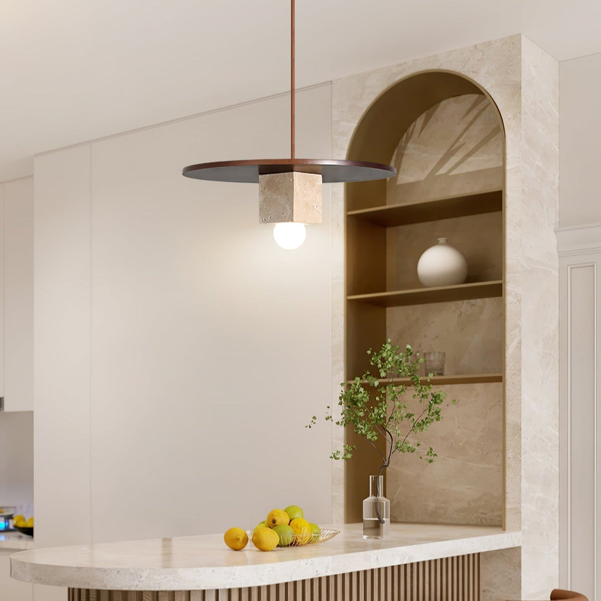 Sarix Geometric Travertine Pendant Light