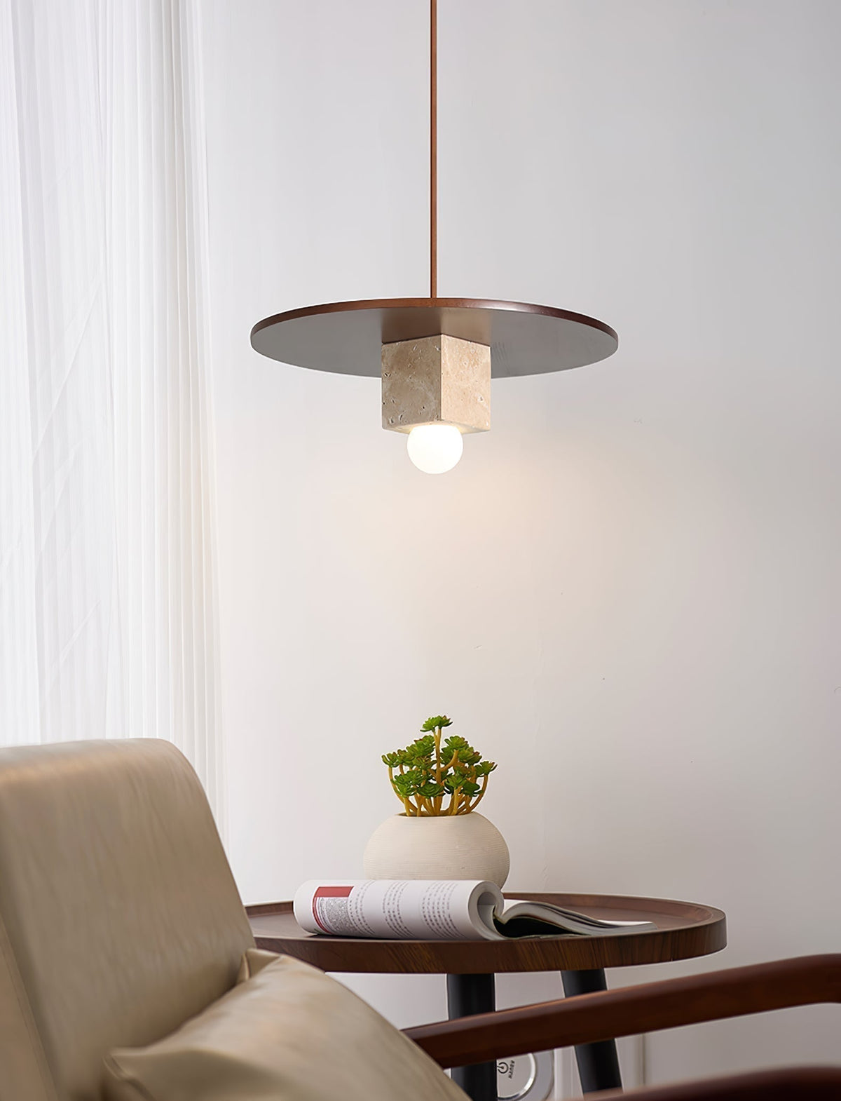 Sarix Geometric Travertine Pendant Light