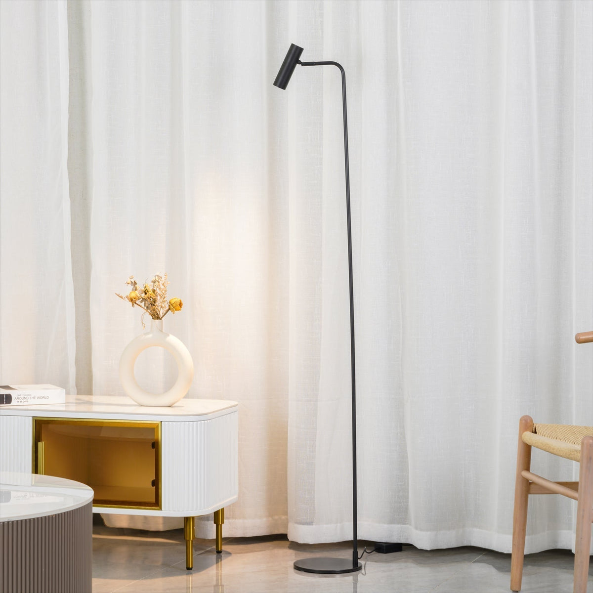 Nirixa Brass Industrial Floor Lamp