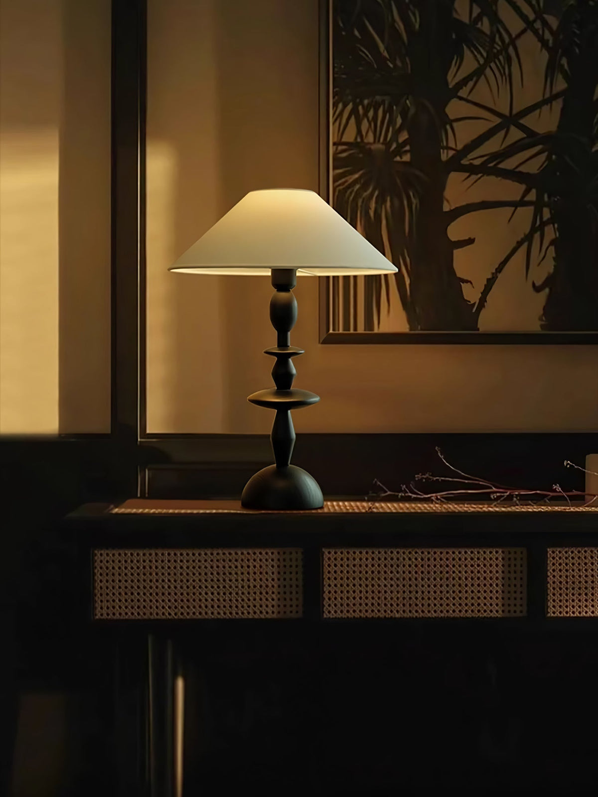 Halenir Wood Fabric Table Lamp