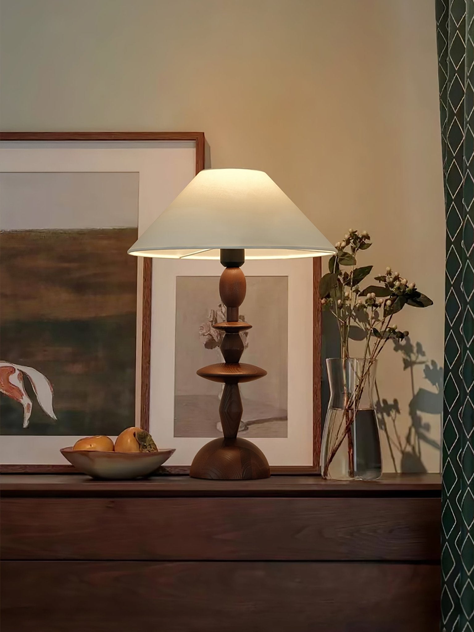 Halenir Wood Fabric Table Lamp