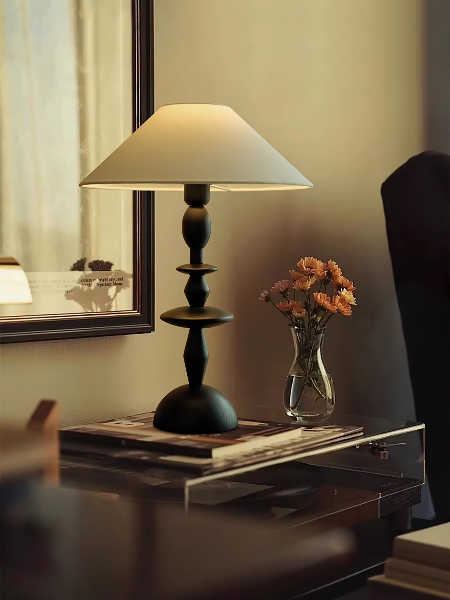 Halenir Wood Fabric Table Lamp