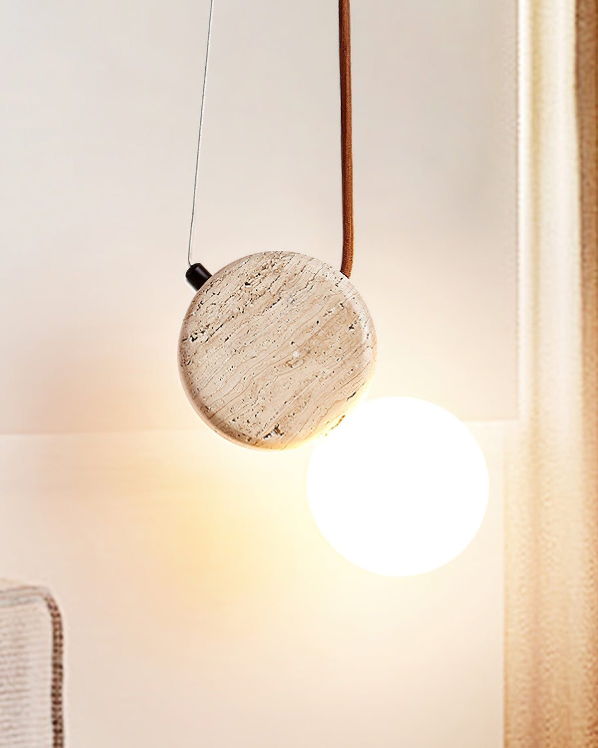 Zosolyra Double-Disc Travertine Pendant Light