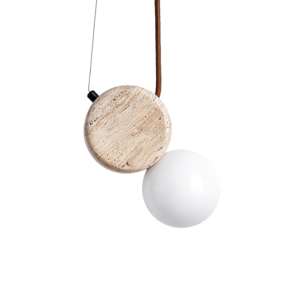 Zosolyra Double-Disc Travertine Pendant Light