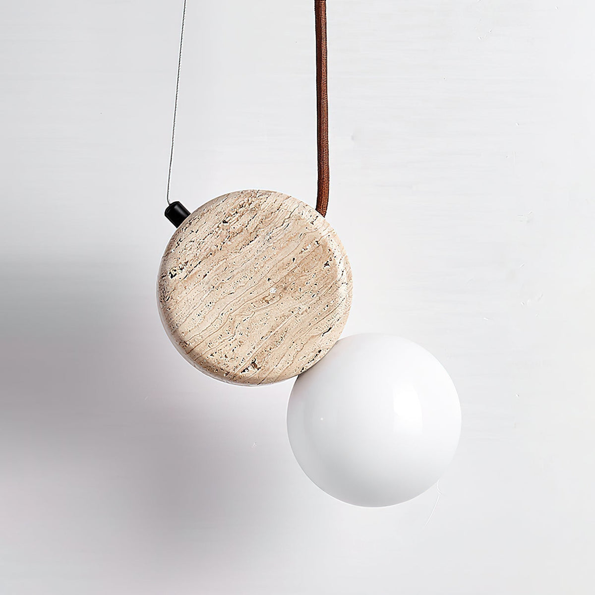 Zosolyra Double-Disc Travertine Pendant Light