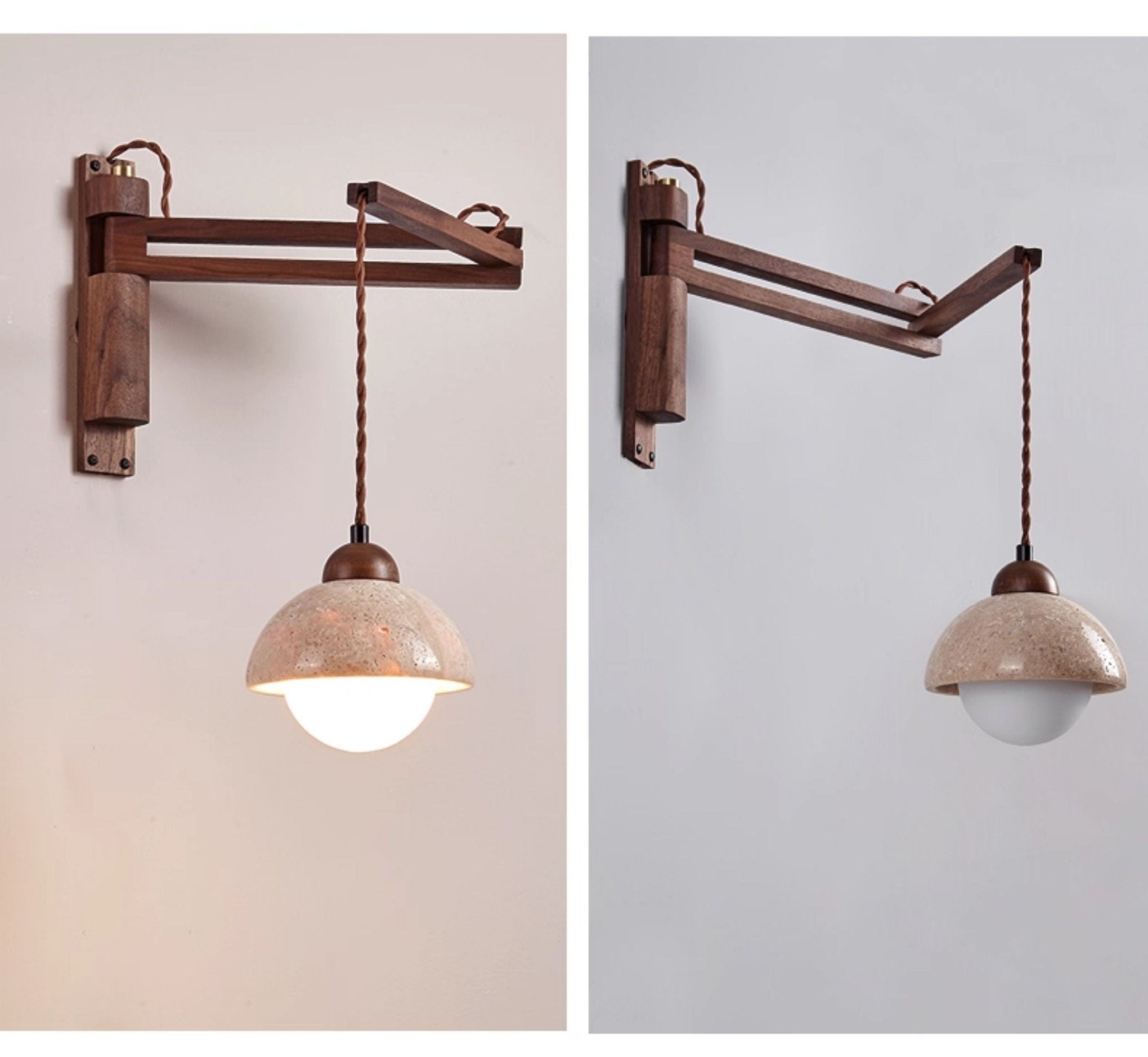 Travertine Swing Arm Wall Sconce