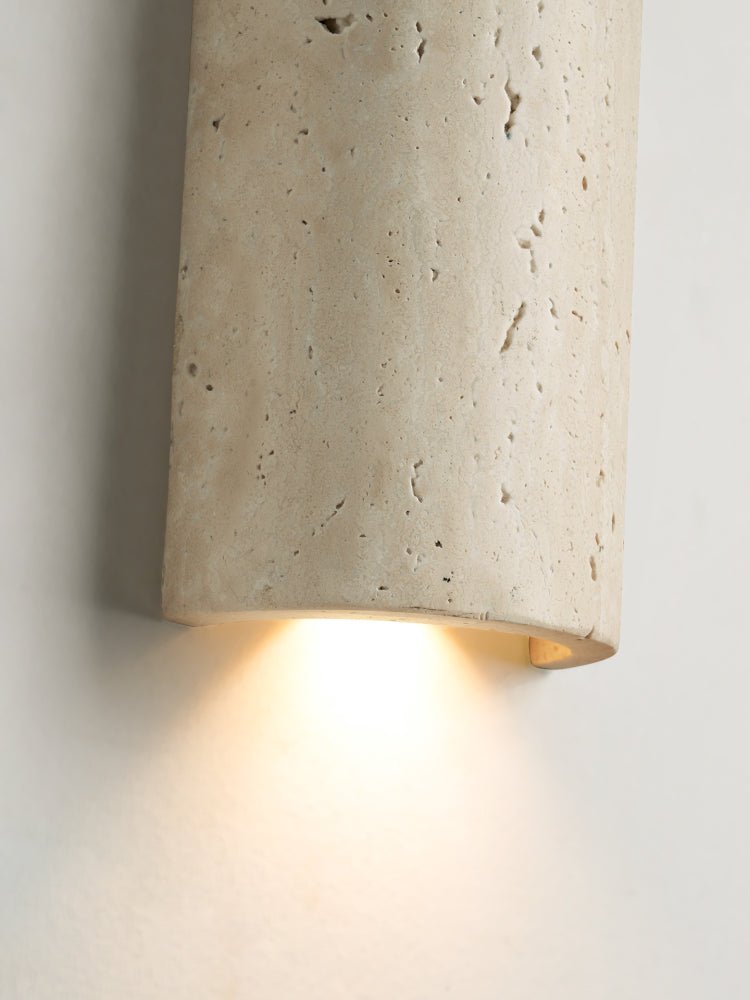 Zyphe Natural Yellow Travertine Capsule Wall Lamp