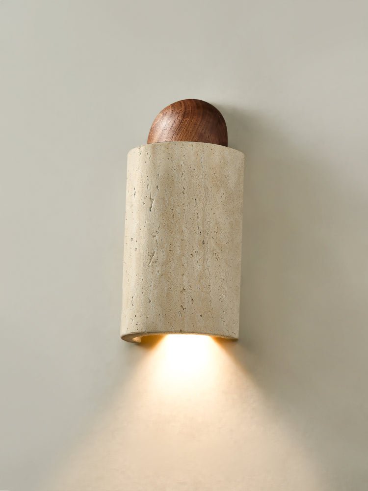Zyphe Natural Yellow Travertine Capsule Wall Lamp