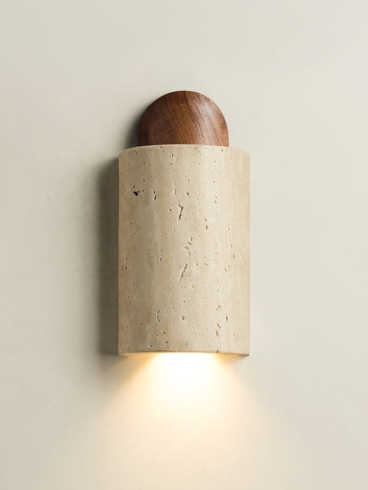 Zyphe Natural Yellow Travertine Capsule Wall Lamp