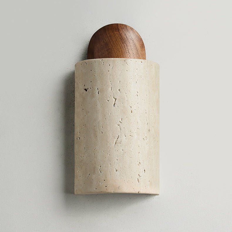 Zyphe Natural Yellow Travertine Capsule Wall Lamp