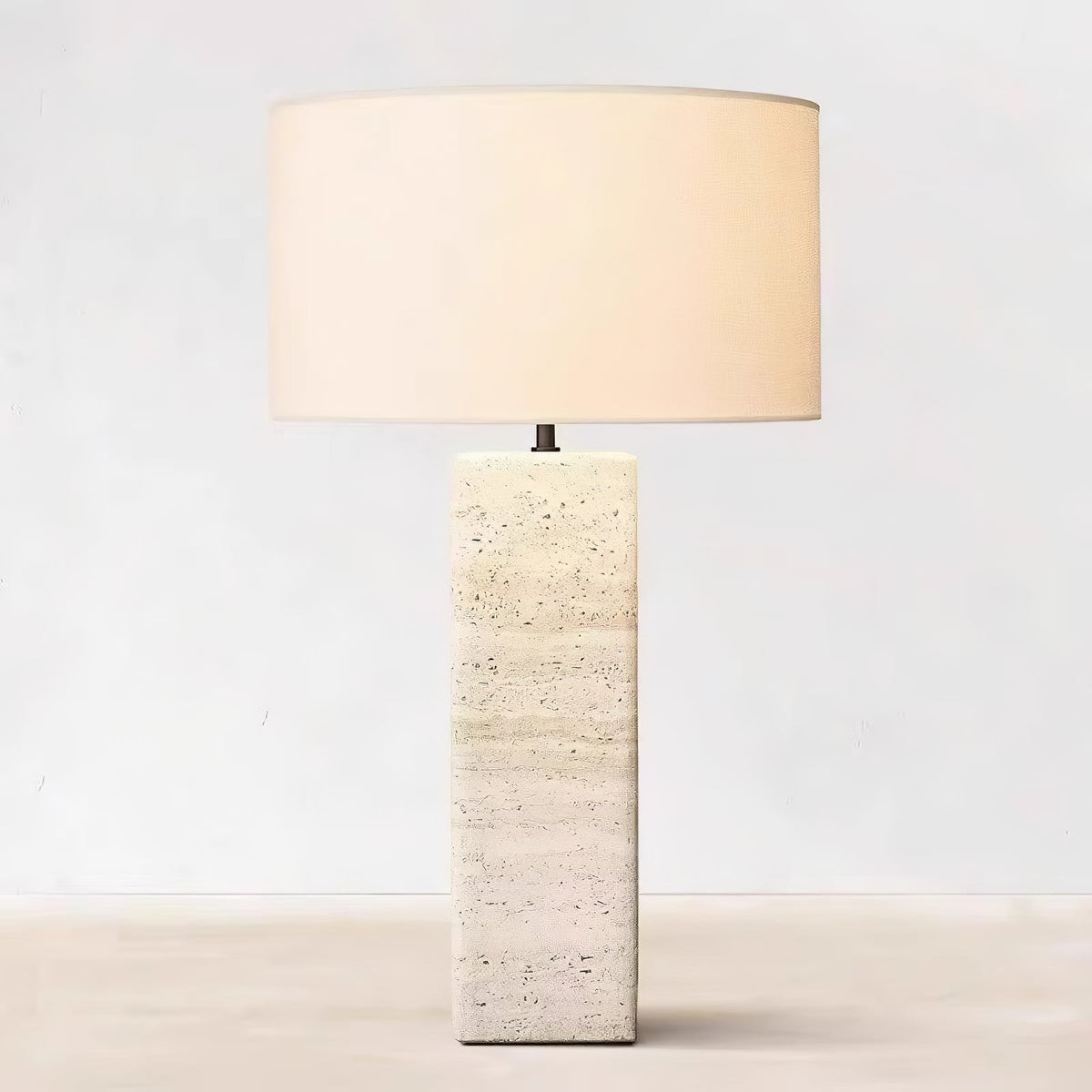 Tavarette Travertine Column Table Lamp