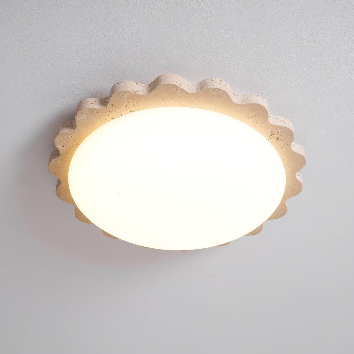 Crestwood Travertine Scallop Edge Ceiling Light