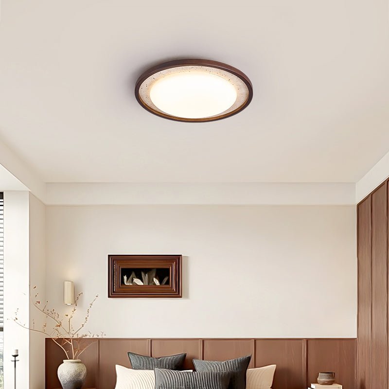 Bexm Round Yellow Travertine Ceiling Light