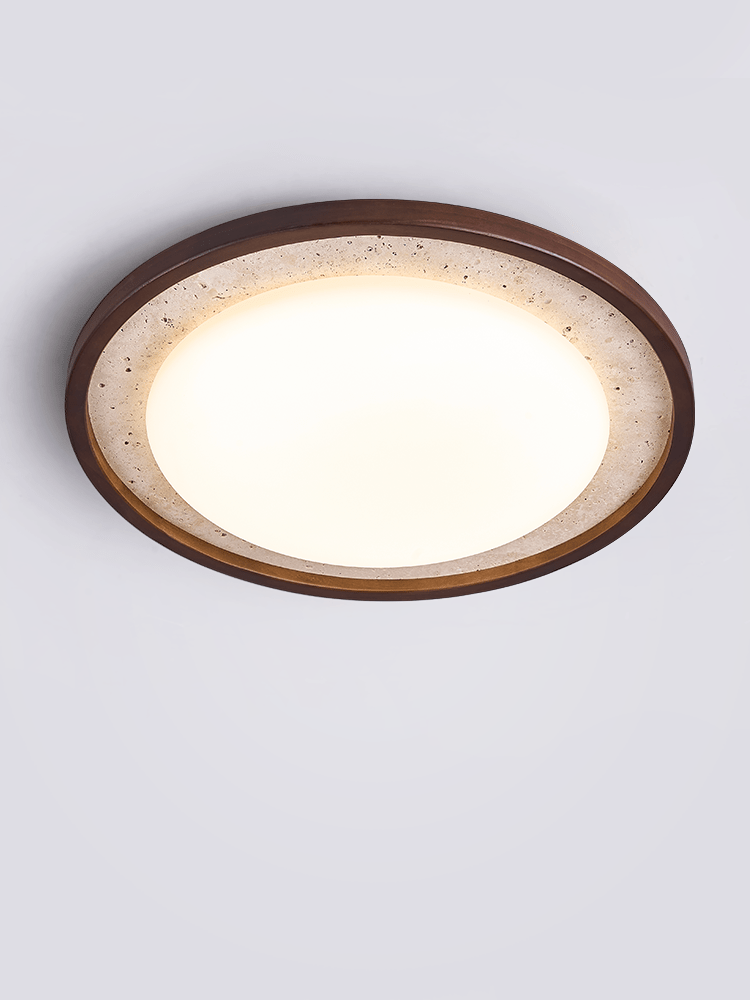 Bexm Round Yellow Travertine Ceiling Light