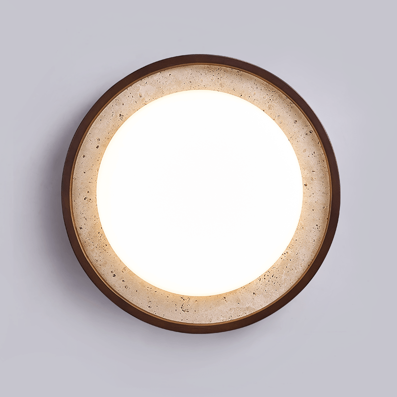 Bexm Round Yellow Travertine Ceiling Light