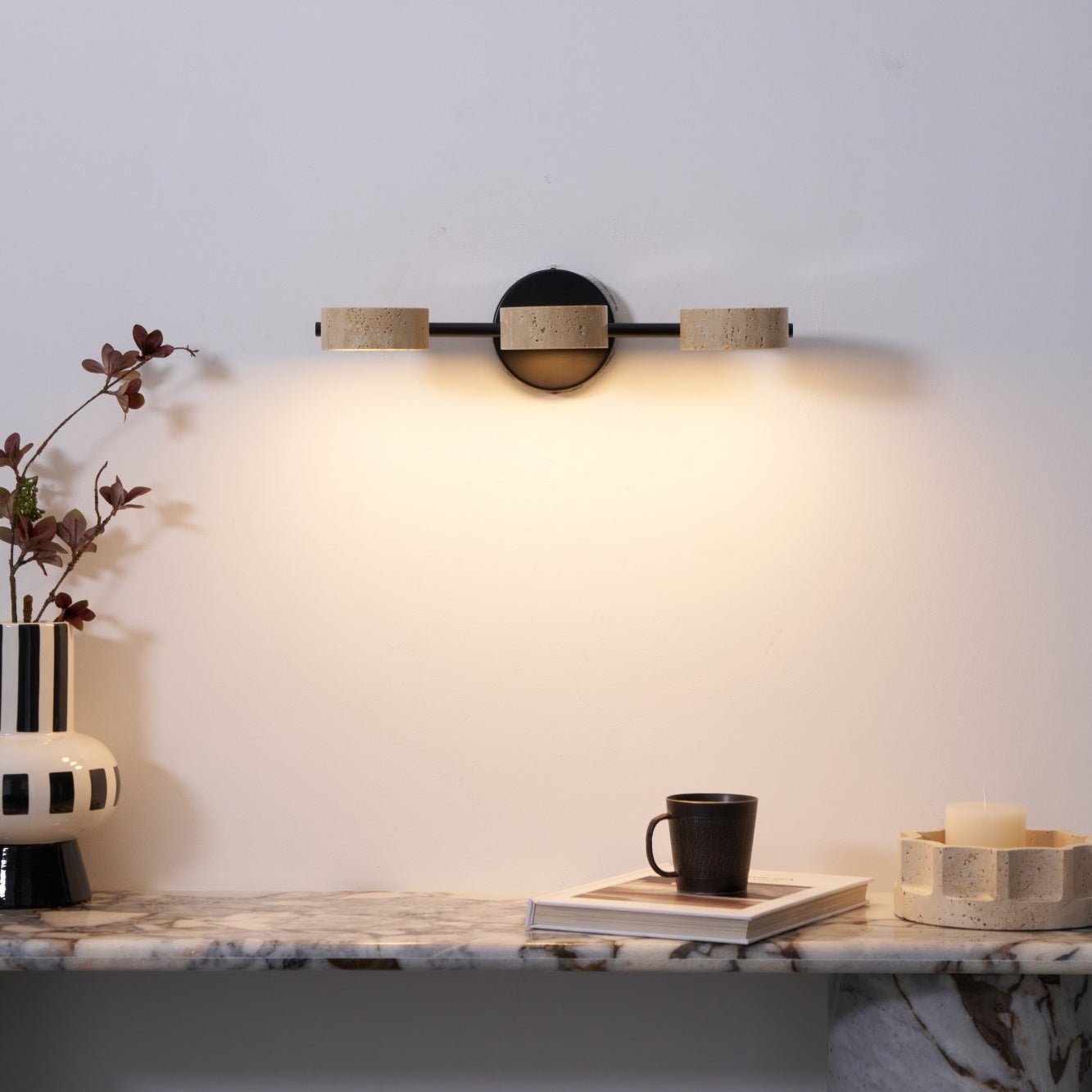 Ceshair Wall Light Multi Head Travertine Vanity Light - Neutral Decor