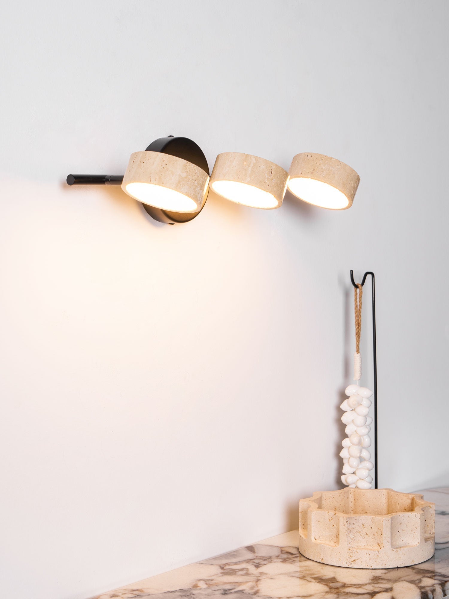 Ceshair Wall Light Multi Head Travertine Vanity Light - Neutral Decor