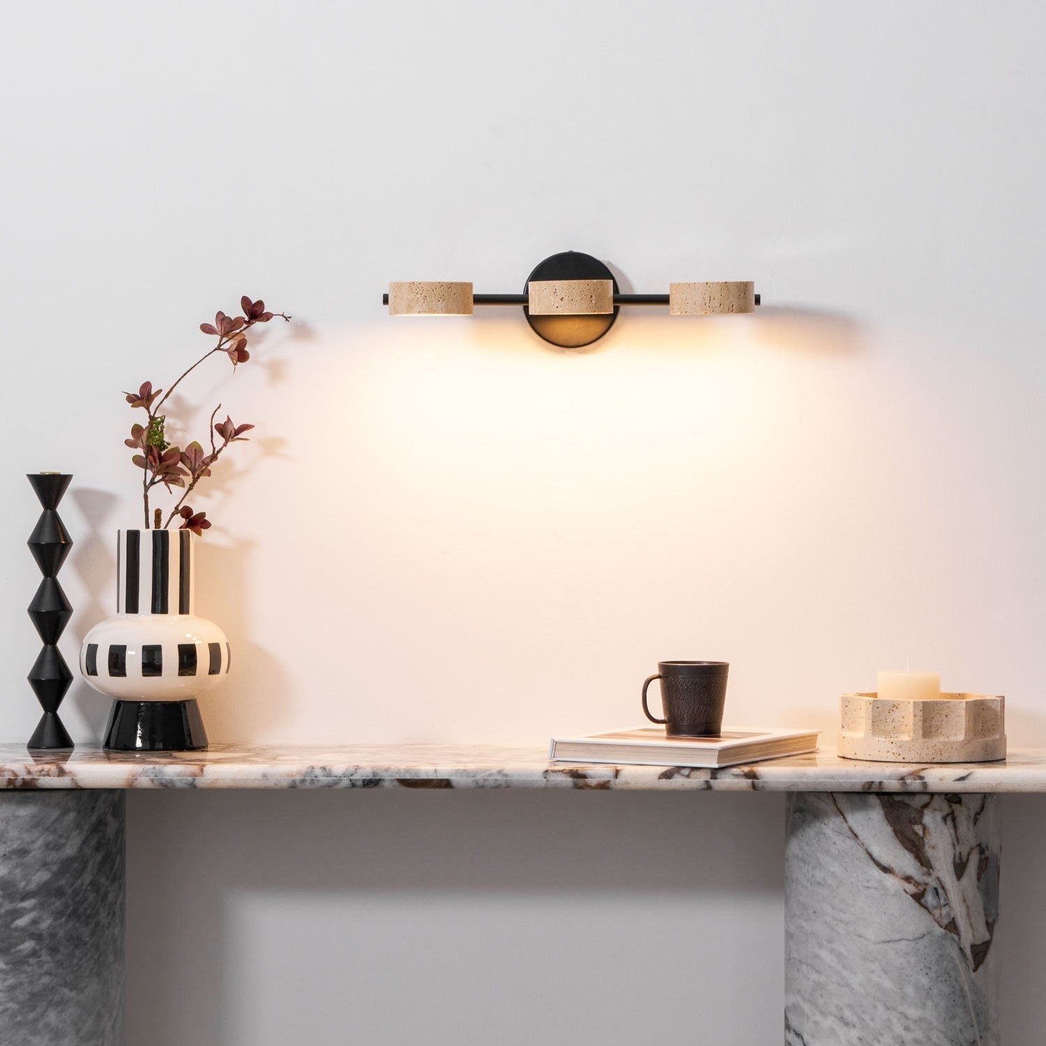 Ceshair Wall Light Multi Head Travertine Vanity Light - Neutral Decor