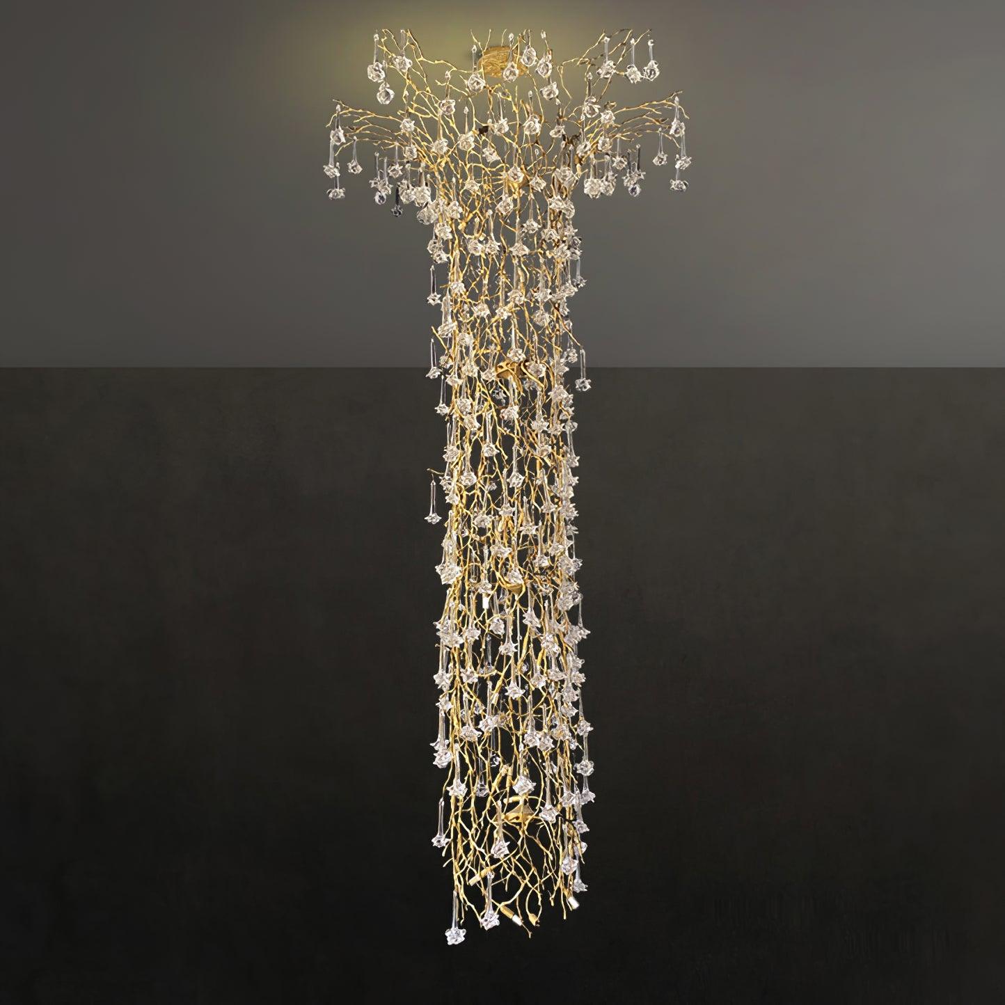 Abeleisa Tree Branch Staircase Brass Crystal Chandelier